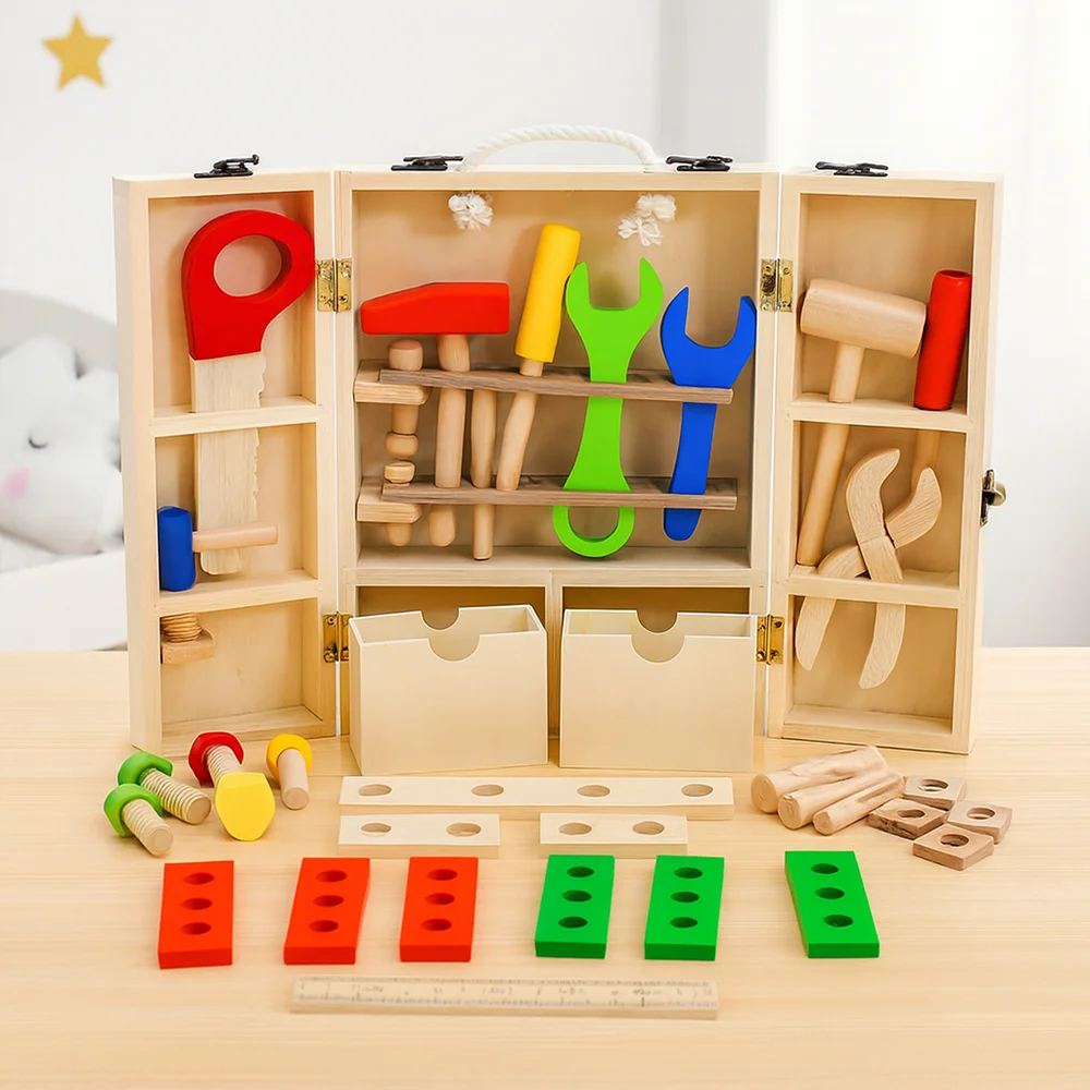 Maxx Kidz - Houten Gereedschapset XL – 45 Onderdelen - Afbeelding 6