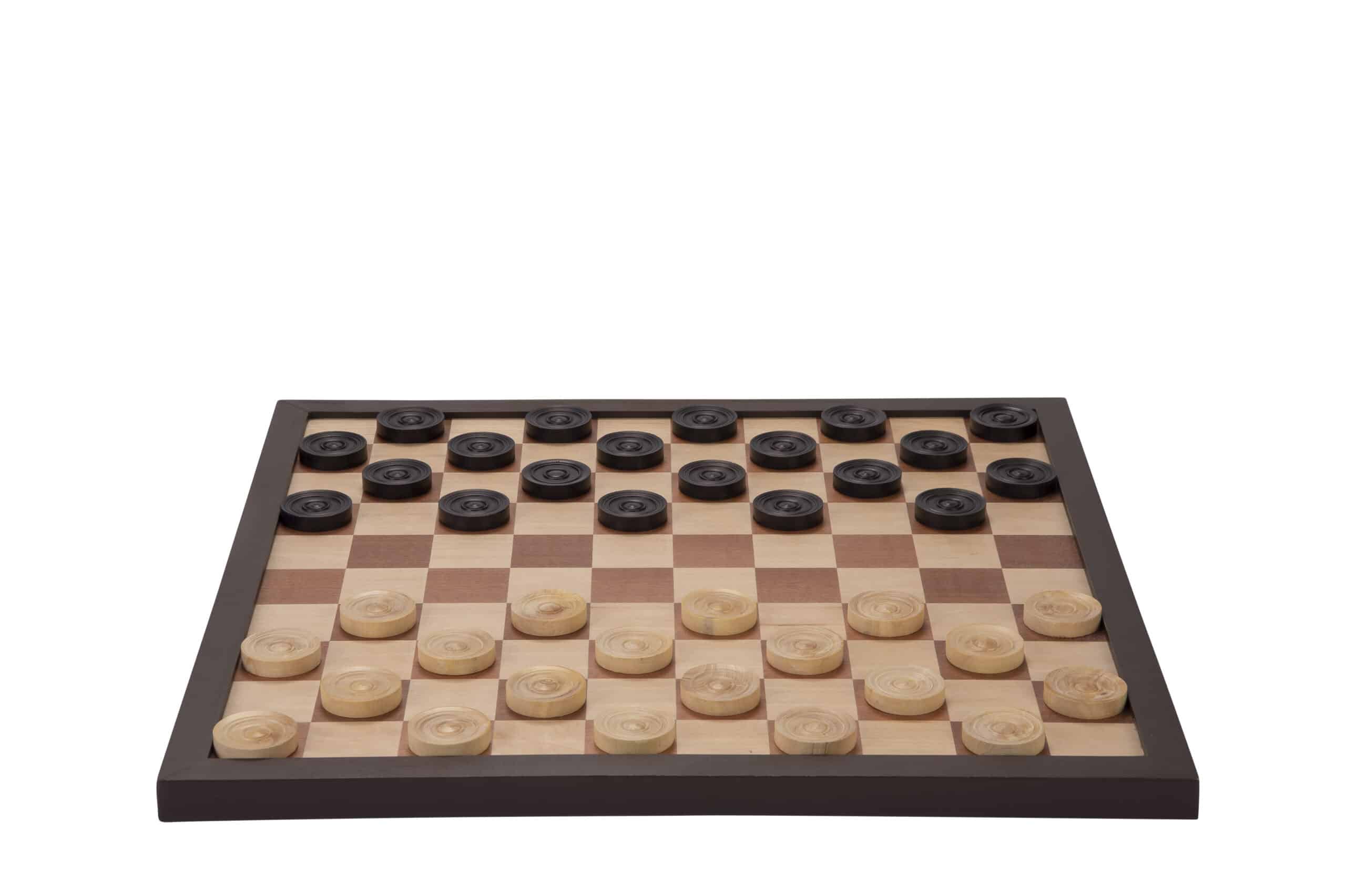 Dubbelzijdig schaakbord + dambord 42 x 42 cm met donkere rand - Afbeelding 3