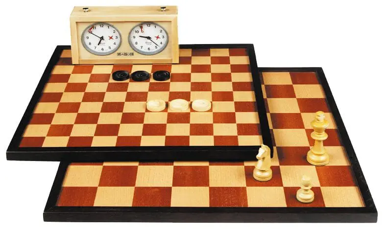 Dubbelzijdig schaakbord + dambord 47 x 47 cm