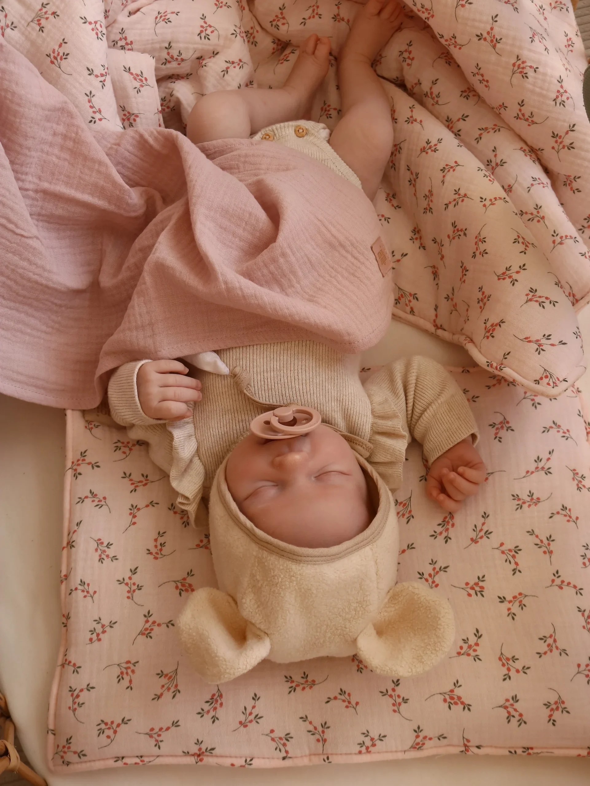 Muslin baby swaddle blanket "Baby pink" - Afbeelding 5