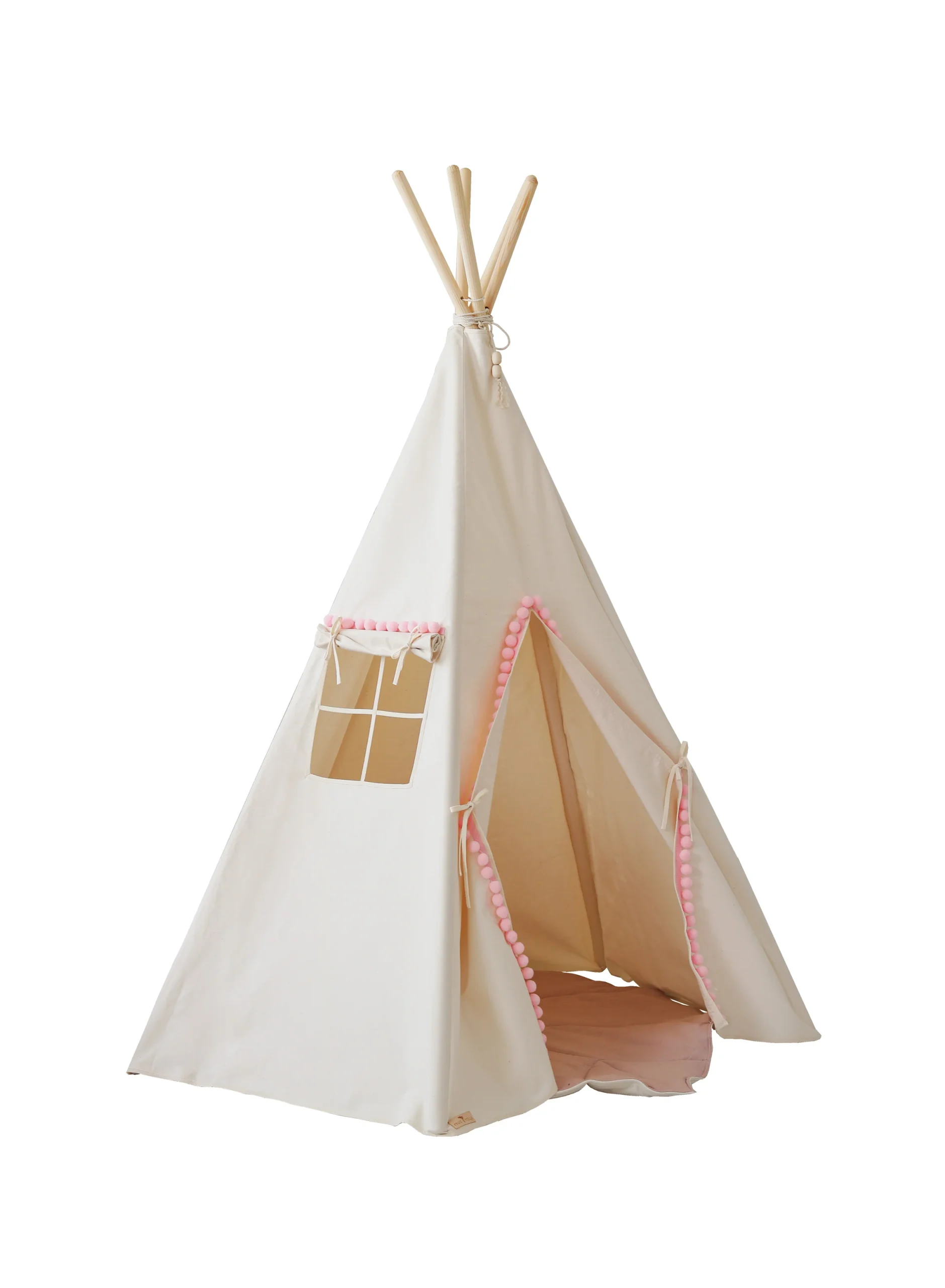 “Fluffy Pompoms” Teepee with Pompoms and Mat Set - Afbeelding 3