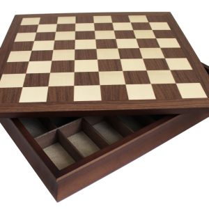 Schaakbord Walnut And Maple Wooden Chessboard Box – 50 x 50 cm