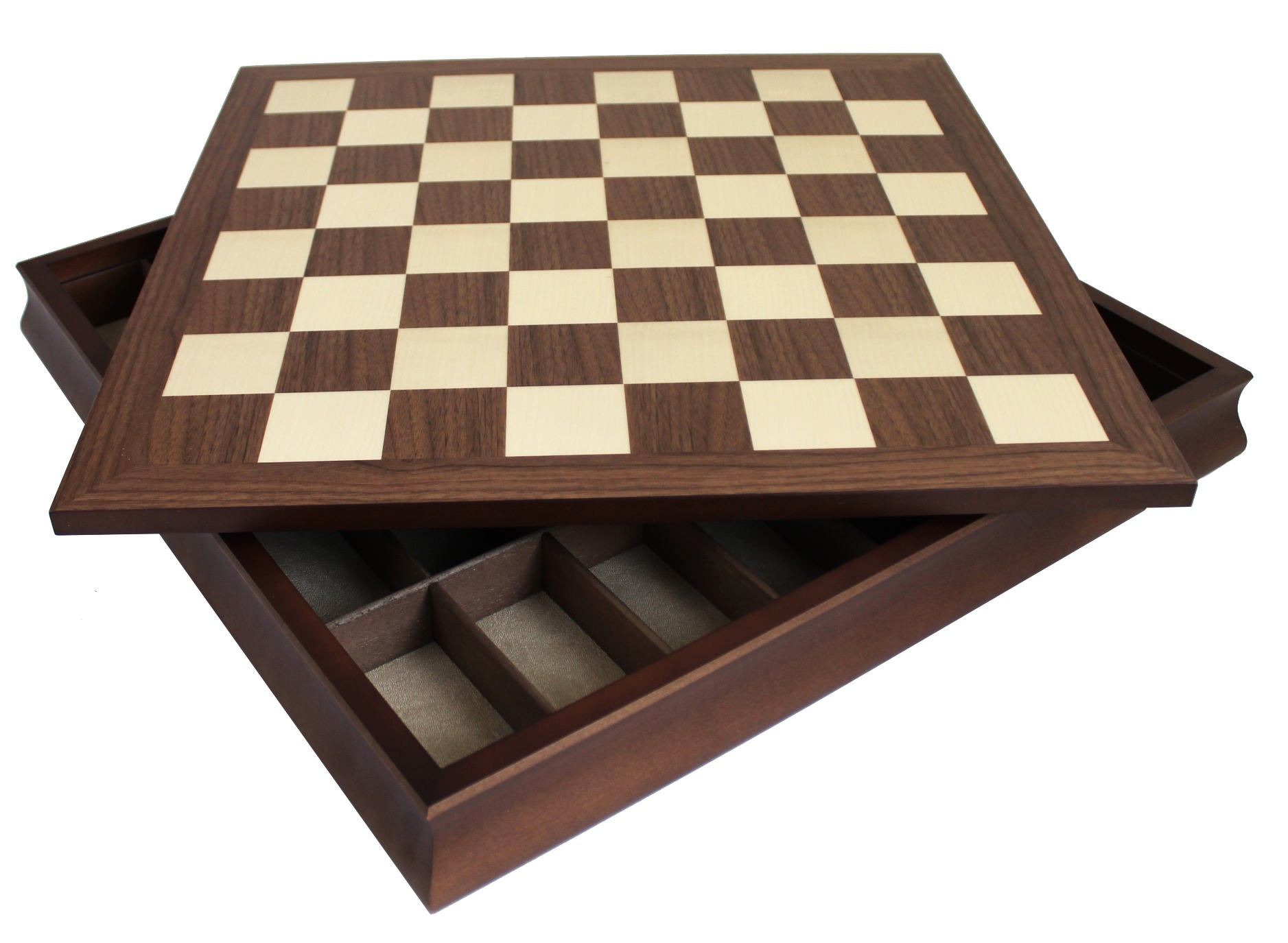 Schaakbord Walnut And Maple Wooden Chessboard Box – 50 x 50 cm