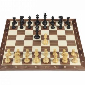 Schaakset Luxe schaakstukken met schaakbord bruin/wit maat 6