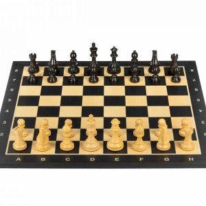Schaakset Luxe schaakstukken met schaakbord zwart/wit maat 6