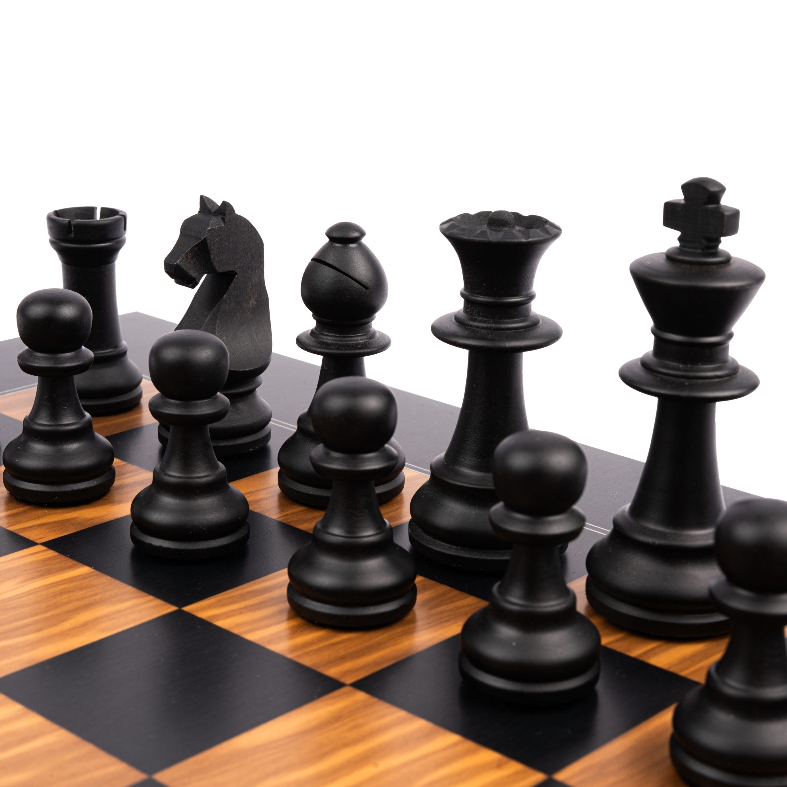 Schaakset olijfhout / zwart 50 cm – Ferrer Chess - Afbeelding 6