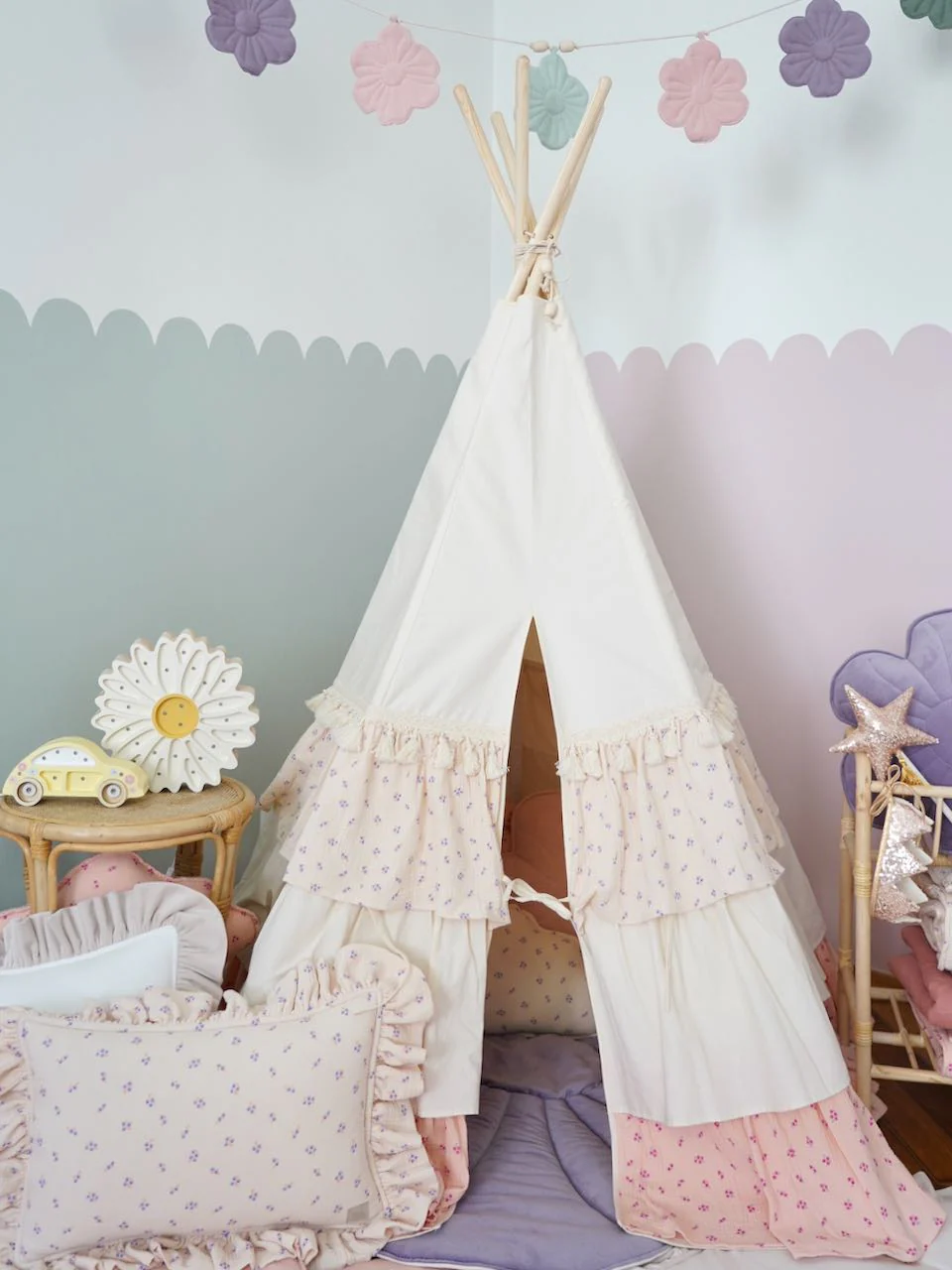 Teepee tent with frills for kids "Forget-me-not" - Afbeelding 9