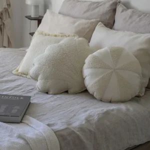 “White lamb” boucle, cotton Patchwork Candy Pillow