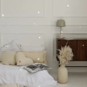 Fluffy boucle teddy heart pillow