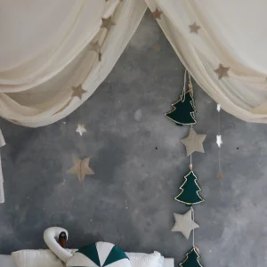 “Green Christmas Tree” Cotton and Linen Garland