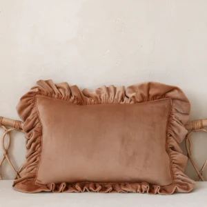 Soft Velvet Pillow with Frill “Caramel”