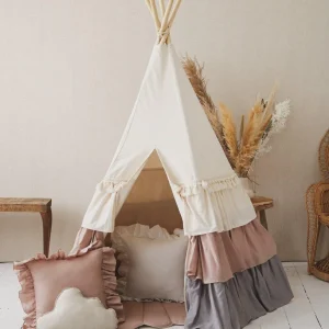 “Powder Frills” Teepee with Frills and "Powder Pink" Shell Mat Set