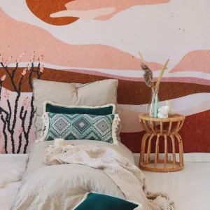 "Sea green mosaic" bolster with fringe
