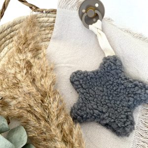 TEDDY SPEENDOEKJE ‘STER’ GRIJS